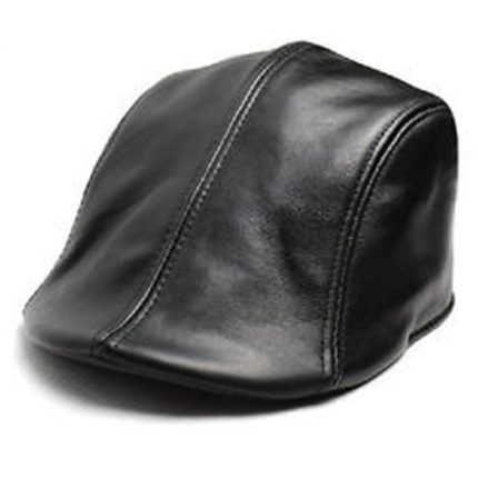 Black Leather Golf Cap