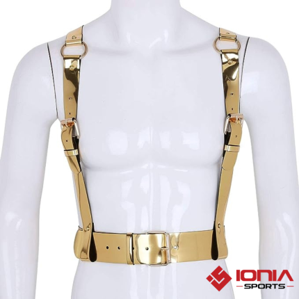 Faux Leather Chest Harness Waist Belts with Metal O-rings