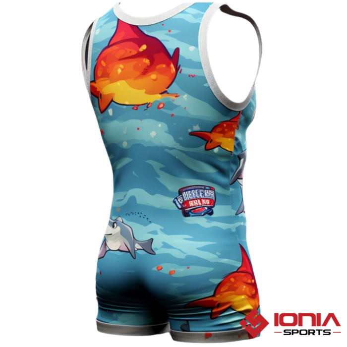 shark wrestling singlet for men