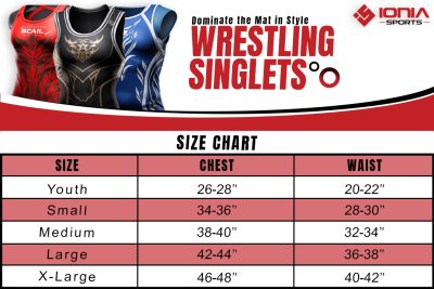 Black singlet size chart