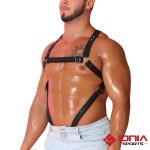 Mens harness belt black shiny